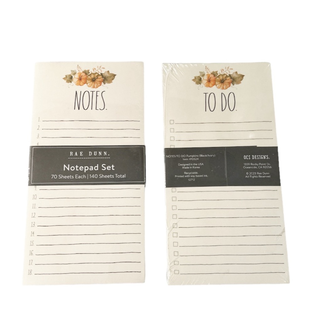 NEW Rae Dunn 🍁NOTES/TO DO🍁 Notepad Set/2